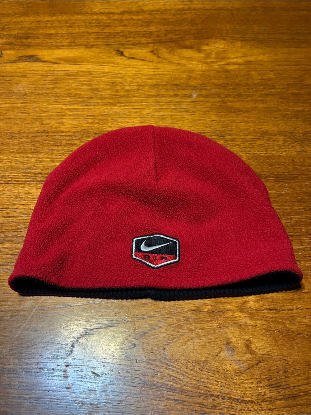 Vintage Reversible Nike Red Fleece Beanie with Black Edge and Logo
